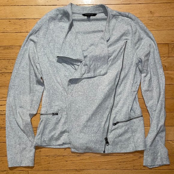 Banana Republic Asymmetrical Grey Long Sleeve Zip Fleece Jacket - Picture 7 of 13